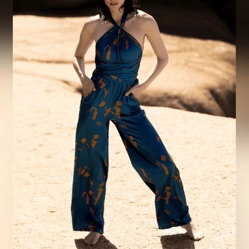 DIARRABLU Umy Convertible Jumpsuit Blue Abstract Size S